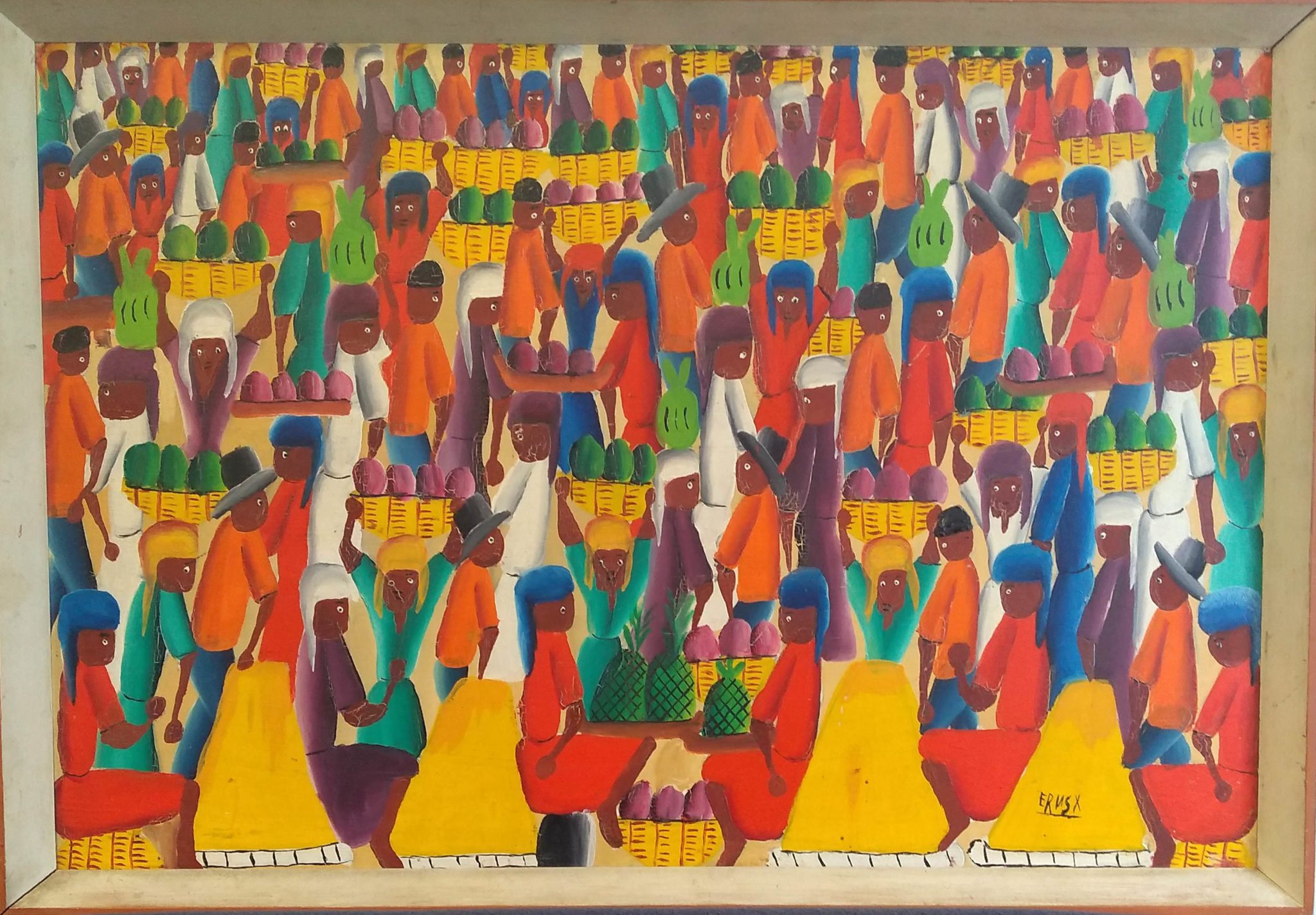 Naïve Haitian Village Scene • Stokes Haitian Art